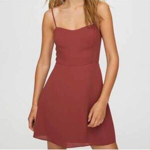 Aritzia Sunday Best Spaghetti Strap Mini Dress in Burgundy